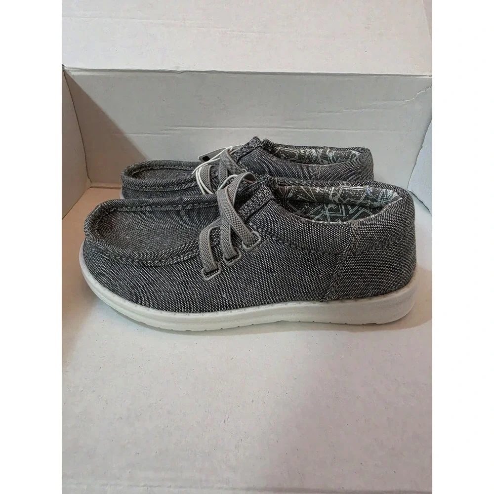 US Sports Youth Boys Slip On Canvas Loafers Charcoal Grey Kids Size 11 NWT